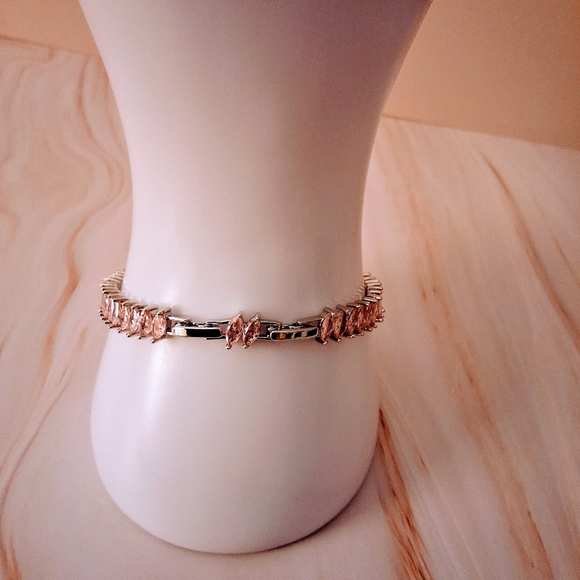 Pretty Bird 18K White Gold Plated Pink Crystal Bracelet - Picture 7 of 16